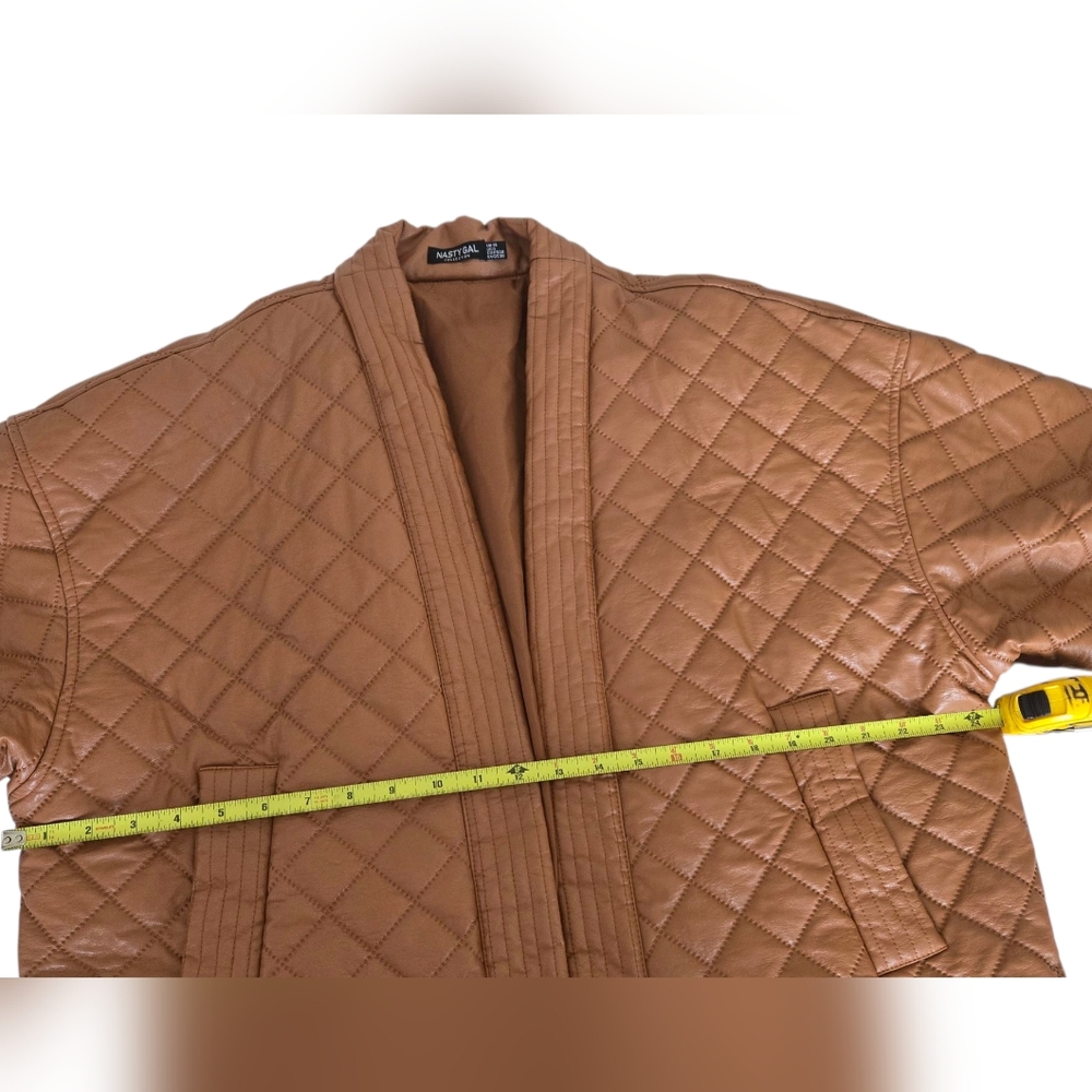 Nasty Gal Tan Quilted Leather Jacket - Picture 8 of 13